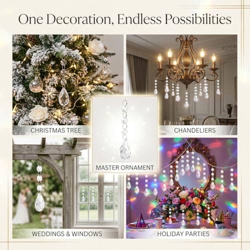 HOHIYA 30PCS Clear Crystal Icicle Christmas Ornaments
