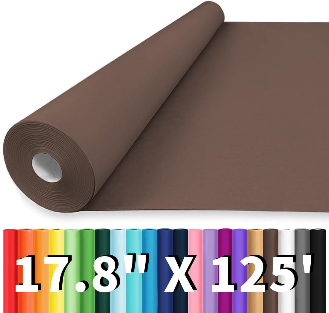 Brown Wrapping Paper Roll - Craft Kraft Packing Paper 17.5"x1200" for Gifts, Arts, & Moving Supplies | 70GSM