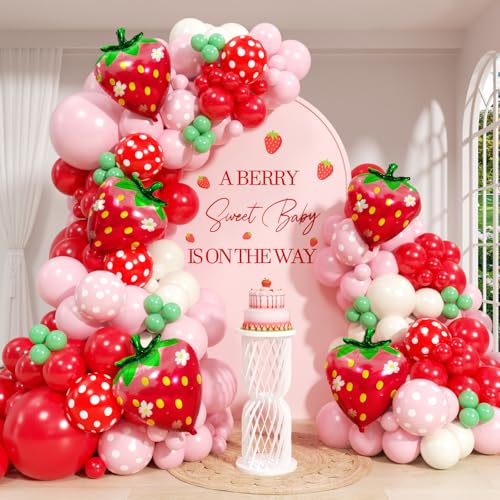 120pcs Strawberry Balloon Arch Kit for Baby Showers & Parties