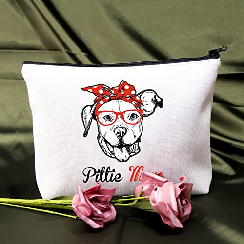 Pitbull Dog Lover Makeup Bag - Pittie Mom Cosmetic Pouch - Waterproof Travel Organizer