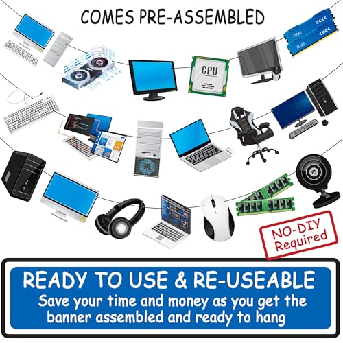 3-Piece Computer-Themed Birthday Banner Set for Parties
