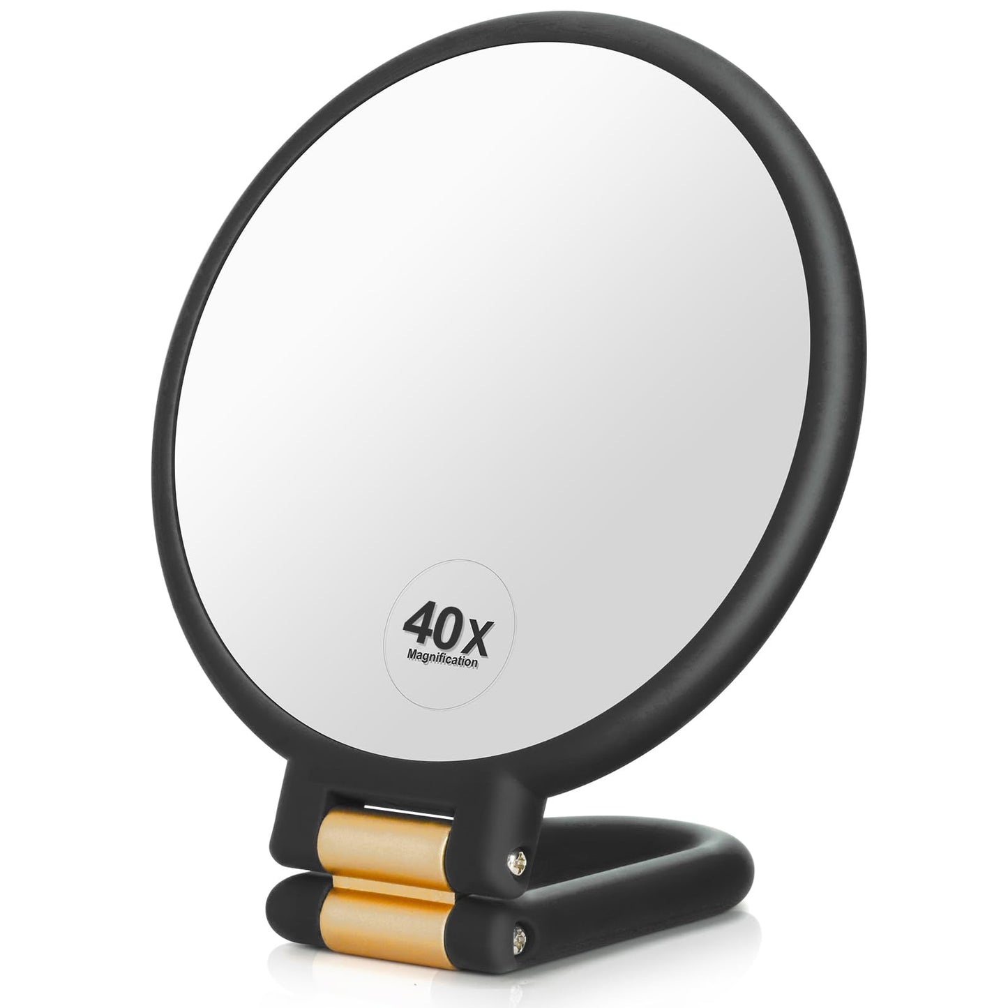 Martvex 40X Magnifying Handheld Mirror, Double Sided Hand Mirrors with 1X 40X Magnification, Travel Hand Held Mirror, 360°Rotation Pedestal Folding Makeup Vanity Mirror (Black)