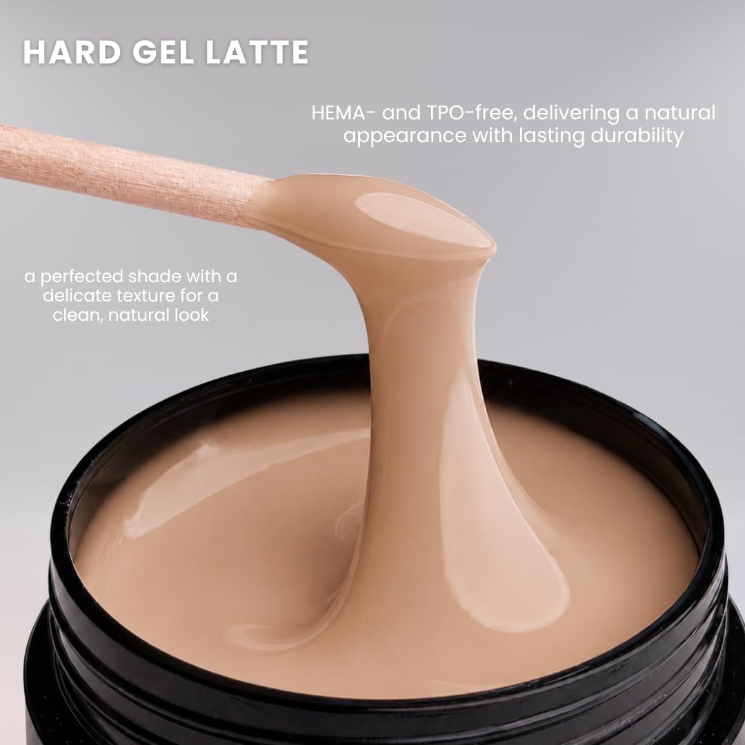 Nail Dark Latte Hard Gel for Nails, HEMA & TPO Free Builder Gel for Extensions, Overlay & Nail Strengthening, Self-Leveling UV LED Nail Gel, Long-Lasting Gloss Finish, 30ml