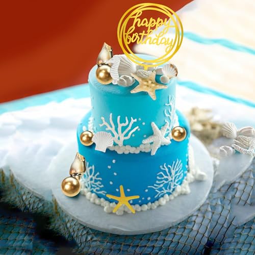 Beach-Themed Cake Toppers Set with Starfish, Seahorse & Coral