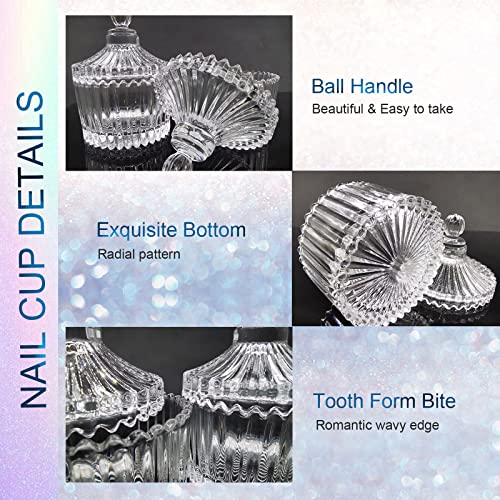 Large Monomer Dish with Lid for Acrylic Nails - Glass Cup