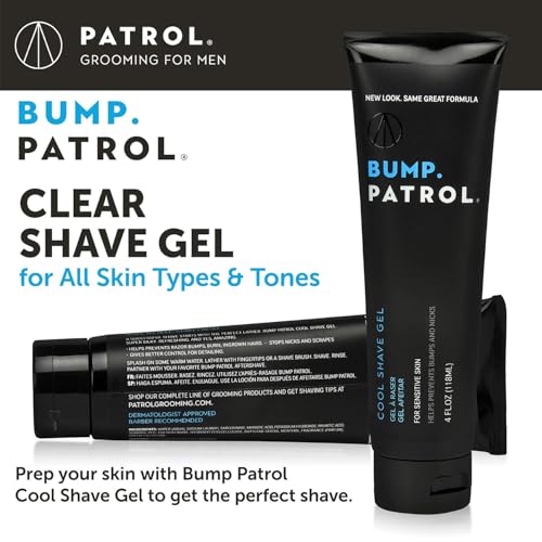 Bump Patrol Cool Shave Gel - Sensitive Clear Shaving Gel With Menthol Prevents Razor Burn, Bumps, Ingrown Hair - 4 Ounces 4 Pack