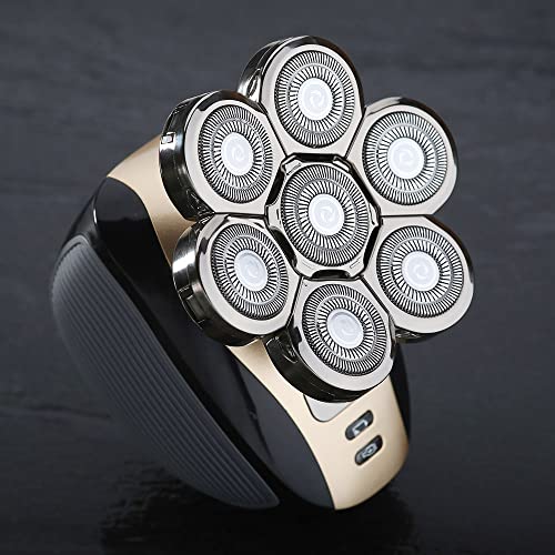 WAHFOX Universal 7-Blade Electric Head Shaver Replacement Heads (7D Silver)