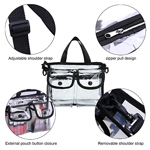 Enkrio Clear Makeup Bag with Strap - 10.6" Waterproof Travel Toiletry Case