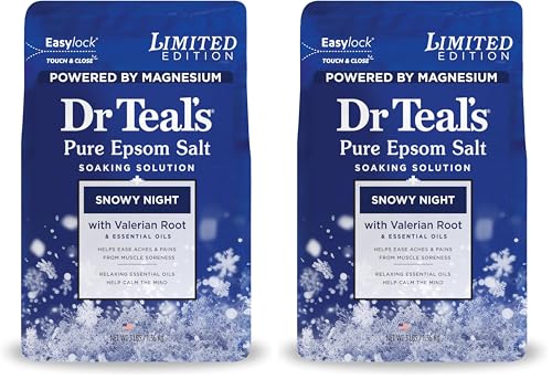 Dr Teal's Epsom Salt Magnesium Soak - Snowy Night (3 lbs, Pack of 2)