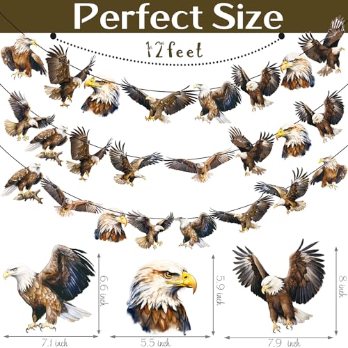 Bald Eagle Party Banners - 3pcs Eagle Decorations for 4th of July