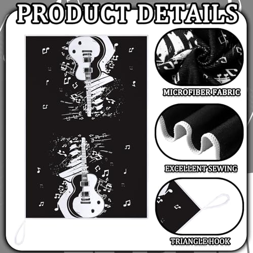 6 Pack Absorbent Music Note Kitchen Towels - Microfiber Hand Cloths