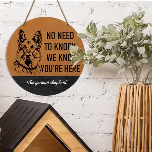 German Shepherd Welcome Sign - Rustic Wooden Hanging Decor