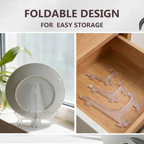 9-Inch Clear Plastic Easels for Displaying Photos & Plates - 6 Pack