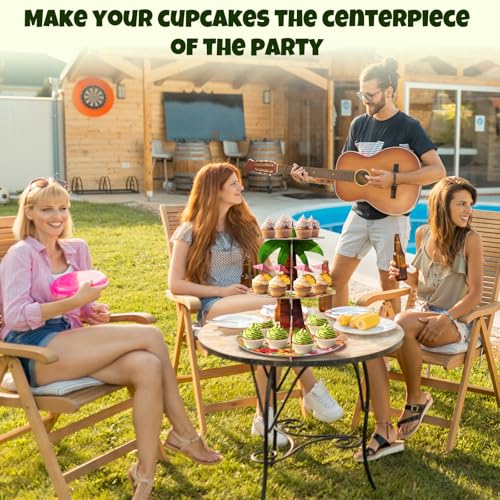 3-Tier Tropical Cupcake Stand - Hawaiian Luau Party Decor