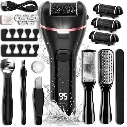 Wea&Hea 17-in-1 Electric Callus Remover Kit with 3 Roller Heads — 2-Speed, USB Rechargeable, IPX6