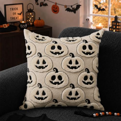 Halloween Pumpkin Pillow Covers Set of 2 - 18x18 Soft Plush Decor