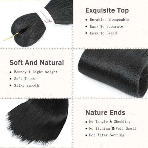 JIEANYAN 24 Inch Pre Stretched Braiding Hair - 8 Packs Synthetic Extensions
