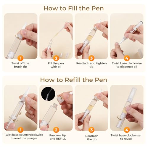 Refillable Cuticle Oil Pen Set - 3 Pack, 5ml Leak-Proof
