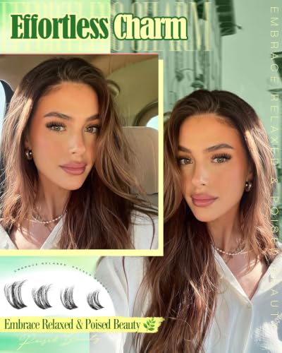 YDAGKH Flora 12-18mm Wispy Natural Cluster Eyelashes - Soft, Fluffy D-Curl Lashes, DIY Volume Extensions, 144 Pcs