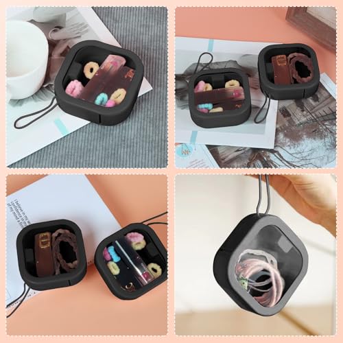 Chfory 2pcs Small Portable Hair Tie Organizer Wall Mount or Stackable Black