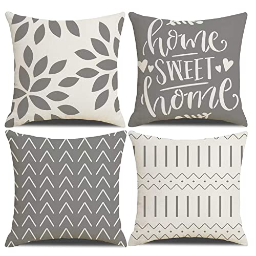 22x22 Inch Boho Linen Pillow Covers Set of 4 for Home Decor