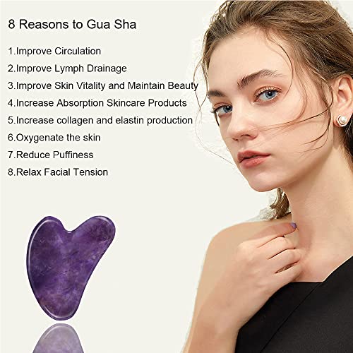 Ditind Purple Gua Sha Facial Tool - Natural Jade Massage for Skin Tightening