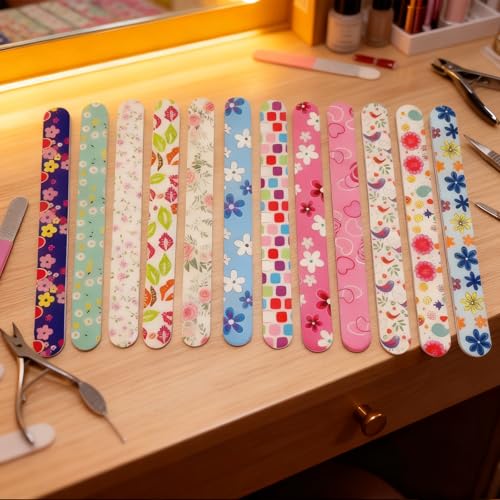 Colored Double-Sided Nail Files – 24 Pack Professional Emery Boards