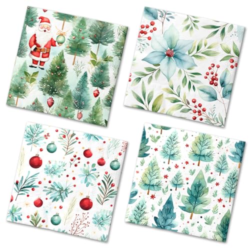 Christmas Tree Napkins - 40 Pcs Disposable Holiday Paper Napkins