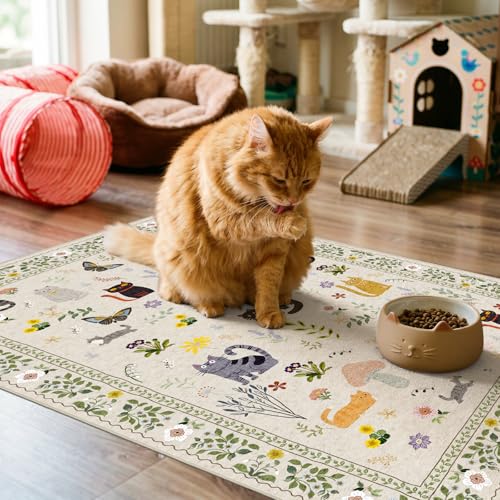 Non-Slip 2x3 Area Rug - Washable, Waterproof, Soft Beige Carpet for Entryway, Kitchen, Bathroom