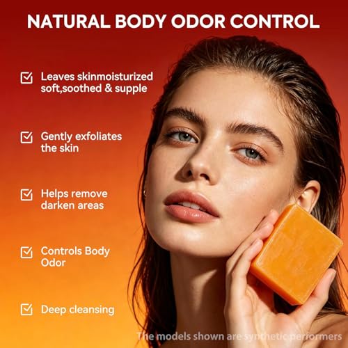 Persimmon Soap Bar for Body Odor Control - Gentle Deodorizing Soap with Tea Tree Extract, Pack of 3