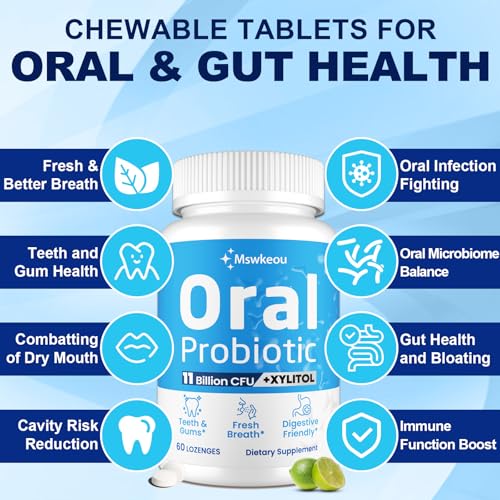 Mswkeou Oral Probiotics for Bad Breath Treatment, 60 Count - 11 Billion CFU
