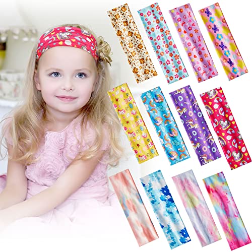 Juexica 12-Piece Girls' Elastic Headbands - Soft Unicorn & Floral Hair Bands