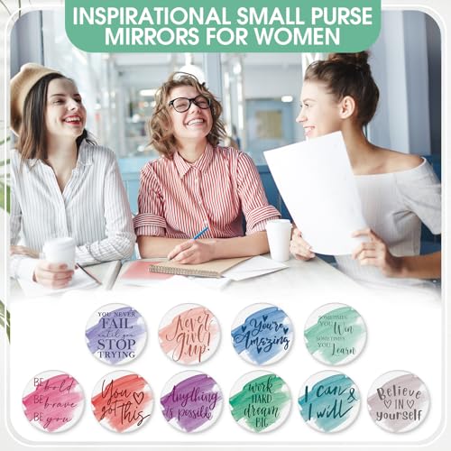 Kigley 50 Pcs Inspirational Compact Mirrors - Bulk Pocket Makeup Mirrors