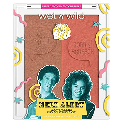 wet n wild Saved By The Bell Highlighter & Illuminator Duo - Radiant Shimmer Face Palette, 0.35oz, Cruelty-Free, Nerd Alert