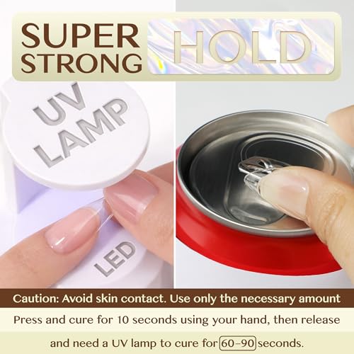 UNA GELLA 6 in 1 Gel Nail Glue for Clear Acrylic Nails Tips, 15ml U V Nail Glue Long Lasting Super Strong Brush for Base Coat, Clear Fake Nails, and Soft Gel Tips Lamp Curing Required