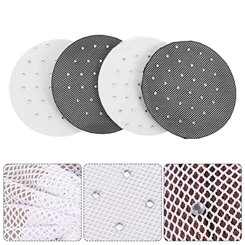 KALLORY Rhinestone Bun Cover Hair Net for Ballet Dance Women – 4-Pack