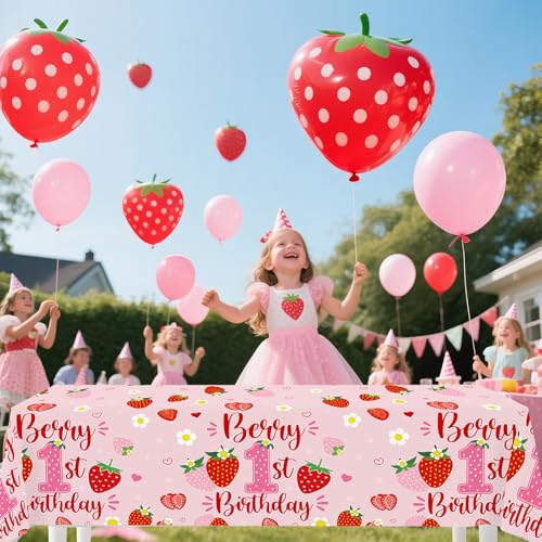 Berry First Birthday Tablecloths - 4pcs Disposable Plastic Covers