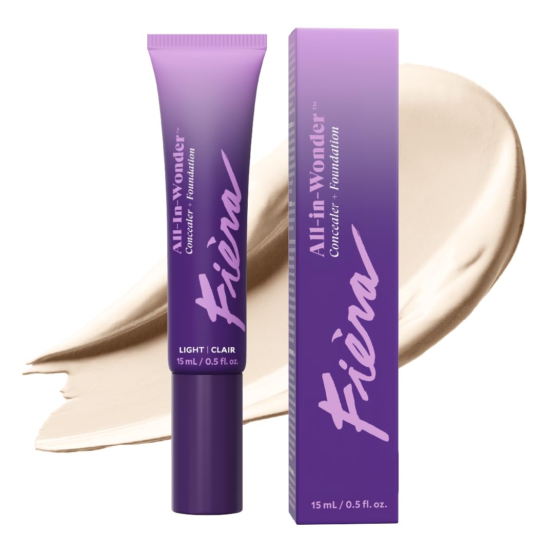 Fièra All-In-Wonder™ Concealer + Foundation – Full-Coverage, Crease-Proof, Hydrating Formula for Mature Skin, Blurs Fine Lines & Dark Circles, Radiant Second-Skin Finish – Light, 0.5 FL. OZ. / 15 ML