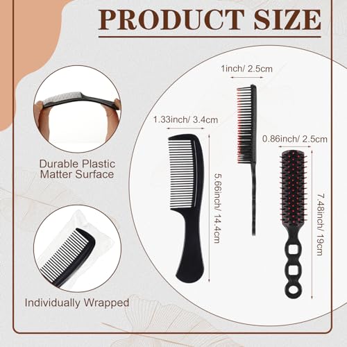 SiliFine 24 Pcs Black Hair Brush and Comb Set for All Hair Types