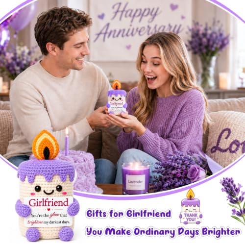 Handmade Crochet Candle Gift for Girlfriend | Romantic Birthday & Anniversary Present