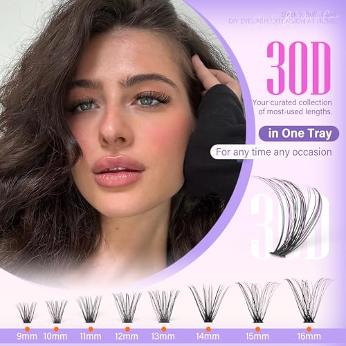Pawotence 30D Refill Pack for Lash Clusters 200pcs, 11-16mm Natural Eyelash Extensions