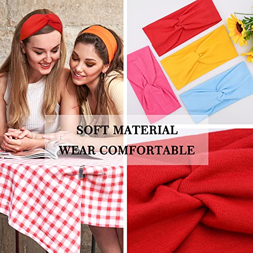 FEQO 18 Pack Classic Color Twist Headbands for Women Non-Slip Turban Hairbands