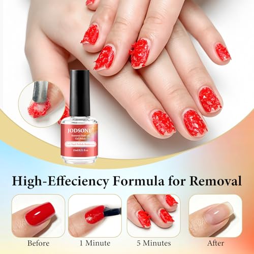 JODSONE 4Pcs 15ML Gel Nail Polish Remover Kit with Cuticle Oil