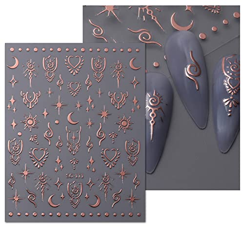 Self-Adhesive Moon & Star Nail Art Stickers - 9 Sheets