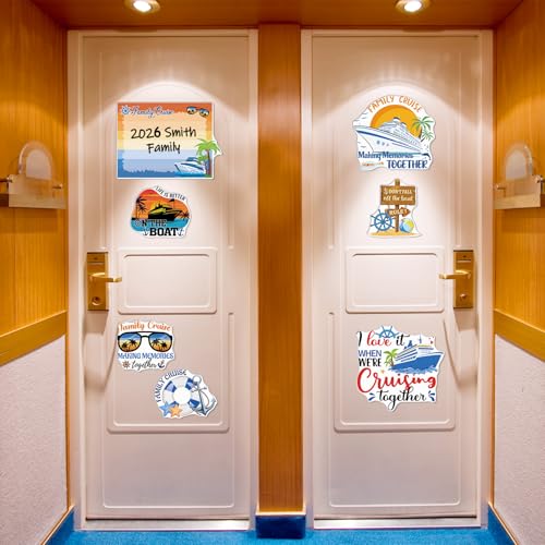 Family Cruise Ship Door Magnets Set with 3 Pens - Nautical Decor