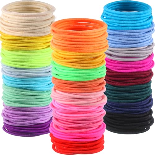 TecUnite 500 Pcs Thin Hair Ties, 2mm x 2.5cm Ponytail Holders
