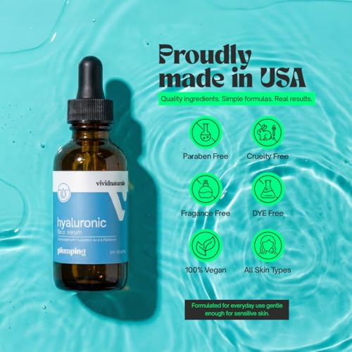 Vivid Naturals Hyaluronic Acid Serum for Face, 60 ml – Lightweight Hydrating Facial Serum with Panthenol