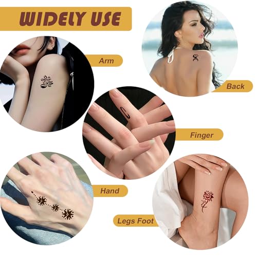 Temporary Tattoo Stencils Kit - 6 Pcs Ink & Gloves for DIY Art