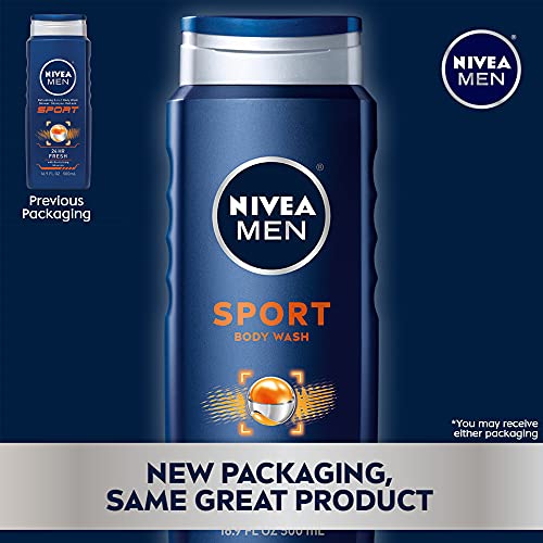 NIVEA MEN Sport Body Wash 16.9 Fl Oz Pack of 2 Revitalizing Minerals 3-in-1