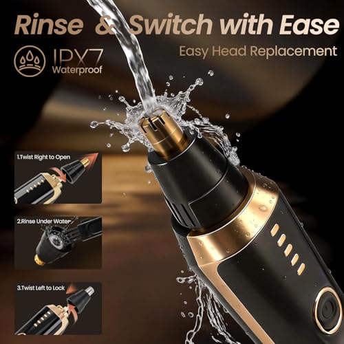 Nose & Ear Hair Trimmer with LED Display for Men and Women, 2026 USB Rechargeable Facial Trimmer Clipper for Easy Cleansing, Portable Painless Grooming Kit,Gift Box Included